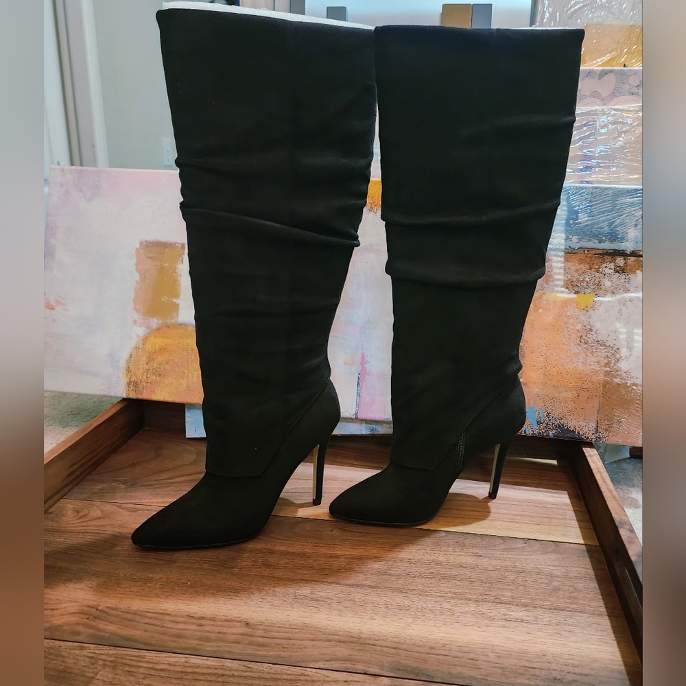 Elegant Black Knee-High Women's Boots By Charles David